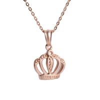 Stainless Steel Jewelry Necklace Crown sand blast & fashion jewelry & for woman rose gold color Length 17.72 Inch Sold By PC