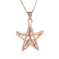 Stainless Steel Jewelry Necklace Star sand blast & fashion jewelry & with skull pattern & for woman rose gold color Length 17.72 Inch Sold By PC