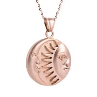 Stainless Steel Jewelry Necklace plated fashion jewelry & sun and moon & for woman rose gold color Length 17.72 Inch Sold By PC