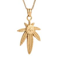 Stainless Steel Jewelry Necklace Leaf 18K gold plated fashion jewelry & for woman Length 17.72 Inch Sold By PC