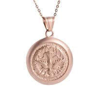 Stainless Steel Jewelry Necklace sand blast & fashion jewelry & for woman rose gold color Length 17.72 Inch Sold By PC