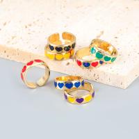 Tibetan Style Cuff Finger Ring, fashion jewelry & with heart pattern & for woman & enamel, more colors for choice, Sold By PC
