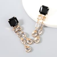 Rhinestone Earring, Tibetan Style, fashion jewelry & for woman & with rhinestone, black, Sold By Pair