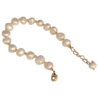 Freshwater Cultured Pearl Bracelet, Tibetan Style, with Freshwater Pearl & Rose Quartz, 14K gold plated, for woman, more colors for choice, 6mm, Length:18 cm, Sold By PC