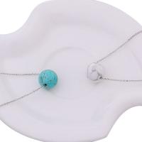Natural Gemstone Necklace, Iron, with turquoise, Round, polished, Adjustable & DIY & Unisex, more colors for choice, 12mm, Length:43.5 cm, Sold By Bag
