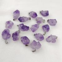 Amethyst Pendant, with Iron, irregular, polished, DIY, purple, 3PCs/Bag, Sold By Bag