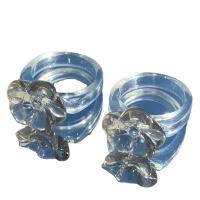 Resin Finger Ring Flower transparent & for couple Inner Approx 1.7mm Sold By Bag