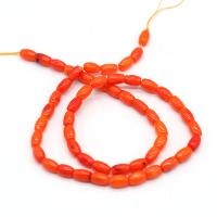 Natural Coral Beads, Drum, DIY, orange, 5x7mm, Sold Per 38 cm Strand