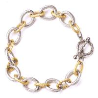 Titanium stål armbånd, forgyldt, mode smykker & Unisex & oval kæde, Solgt Per Ca. 9 inch Strand