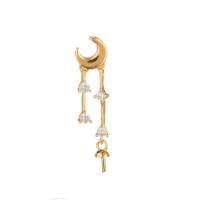 Brass Earring Drop Component 18K gold plated with rhinestone 25mm Sold By PC