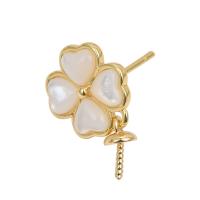 Brass Earring Drop Component, with White Shell, Clover, 18K gold plated, different styles for choice, 20mm, Sold By PC
