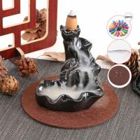 Backflow Incense Burner, Porcelain, plated, for home and office & durable, 80x80x85mm, Sold By PC