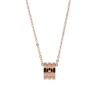 Collar de acero inoxidable de la joyería, acero inoxidable 316L, con 1.97inch extender cadena, chapado en color rosa dorada, para mujer & con diamantes de imitación, 8x12mm, longitud:17.72 Inch, Vendido por UD