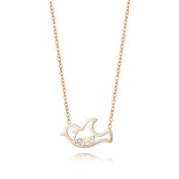 Titanium Steel Necklace with 1.97inch extender chain Bird rose gold color plated for woman & with rhinestone Length 17.72 Inch Sold By PC