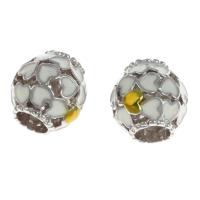 Zink Legierung Europa Perlen, Zinklegierung, rund, DIY & mit einem Muster von Herzen & Emaille, gemischte Farben, 12x12x12mm, verkauft von PC