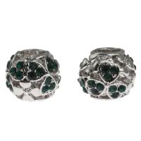 Tibetan Style European Beads, Round, DIY & with rhinestone, silver color, 9x10x10mm, Sold By PC