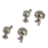 Perles European en alliage de zinc, fille, DIY & émail, argent, 14x8x9mm, Vendu par PC