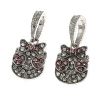 Tibetan Style Rhinestone Pendants, with rhinestone, silver color, 13x10x2mm, Sold By PC