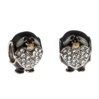 Zinc Alloy European Beads Penguin enamel & with rhinestone mixed colors Sold By PC