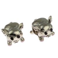 Tibetan Style European Beads, Pig, DIY & enamel, silver color, 12x17x6mm, Sold By PC