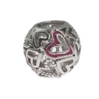 Zinc Alloy European Beads Round DIY & enamel silver color Sold By PC