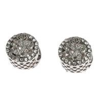 Tibetan Style European Beads, Round, DIY & with rhinestone, silver color, 11x11x9mm, Sold By PC