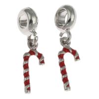 European Style Zinc Alloy Dangle Beads Christmas Candy Cane enamel mixed colors Sold By PC