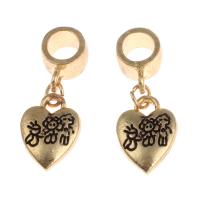 European Style Tibetan Style Dangle Beads, Heart, golden, 13x10x2mm, Sold By PC