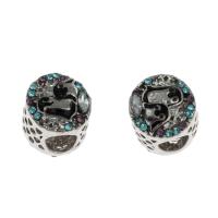 Zinc Alloy European Beads Round DIY & with rhinestone mixed colors Sold By PC