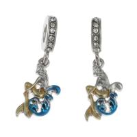 European Style Zinc Alloy Dangle Beads Mermaid painted with rhinestone mixed colors Sold By PC