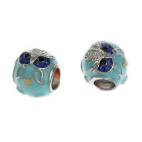 Zinc Alloy European perler, Runde, malede, du kan DIY & emalje & med rhinestone, blandede farver, 9x10x10mm, Solgt af PC