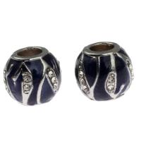 Zinc Alloy European Beads Round painted DIY & enamel & with rhinestone mixed colors Sold By PC