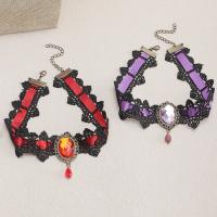 Halloween halskæde, Zinc Alloy, med Lace & Akryl, med 2.56 extender kæde, Halloween Design & mode smykker & Halloween smykker gave & for kvinde, flere farver til valg, Længde 13.19 inch, Solgt af par