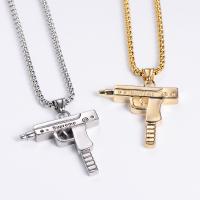 Stainless Steel Jewelry Necklace, Gun, fashion jewelry & for man, more colors for choice, 41x37mm, Length:23.62 Inch, Sold By PC