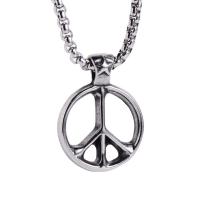 304 Stainless Steel Necklace, Round, fashion jewelry & for man, original color, 25x33x8mm, Length:23.62 Inch, Sold By PC