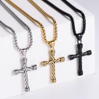 Stainless Steel Jewelry Necklace, 304 Stainless Steel, Cross, fashion jewelry & Unisex, more colors for choice, 43x28mm, Length:23.62 Inch, Sold By PC