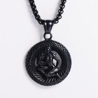 Stainless Steel Jewelry Necklace 304 Stainless Steel plated fashion jewelry & Unisex black Length 23.62 Inch Sold By PC