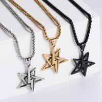 Stainless Steel Jewelry Necklace, 304 Stainless Steel, Star, plated, fashion jewelry & Unisex, more colors for choice, 42x35mm, Length:23.62 Inch, Sold By PC