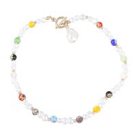Plastik perle halskæde, Zinc Alloy, med ABS plastik perle & Resin, med 1.02 extender kæde, mode smykker & for kvinde, flerfarvede, Solgt Per 16.92 inch Strand