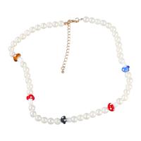 Plastik perle halskæde, Zinc Alloy, med ABS plastik perle & Resin, med 2.87 extender kæde, mode smykker & for kvinde, flerfarvede, Solgt Per 17.91 inch Strand