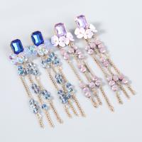 Fashion Fringe Earrings, Tibetan Style, with Resin, fashion jewelry & for woman & with rhinestone, more colors for choice, Sold By Pair