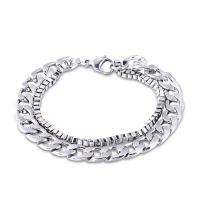 Stainless Steel Jewelry Bracelet Double Layer & fashion jewelry & Unisex nickel lead & cadmium free 210mm Sold By PC