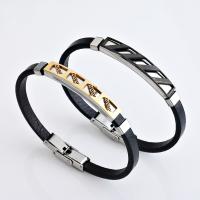 Bracelets cordon PU, cuir PU, avec acier inoxydable, Placage, bijoux de mode & unisexe, plus de couleurs à choisir, 200x5mm, Vendu par PC
