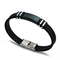 Bracelets en silicone, avec acier inoxydable, bijoux de mode & unisexe, plus de couleurs à choisir, 200mm, Vendu par PC