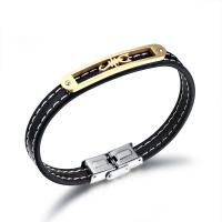 Bracelets cordon PU, cuir PU, avec acier inoxydable, scorpion, Placage de couleur d'or, bijoux de mode & unisexe, doré, 205mm, Vendu par PC