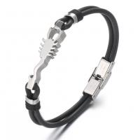 PU Leather Cord Bracelets with Stainless Steel Scorpion fashion jewelry & Unisex 220mm Sold By PC