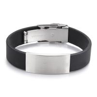 silicone bracelet, avec acier inoxydable, bijoux de mode & pour homme, plus de couleurs à choisir, 250mm, Vendu par PC
