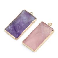 Gemstone Pendants Jewelry, Natural Stone, Rectangle, plated, DIY, more colors for choice, 20x43-22x45mm, Sold By PC