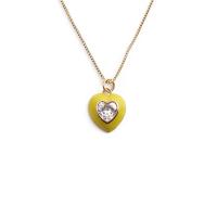 Brass Necklace, Heart, plated, Unisex & enamel & with cubic zirconia, more colors for choice, 18x14mm, Length:45 cm, Sold By PC
