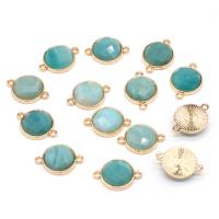 ​Amazonite​ Connector Round plated DIY & faceted light green Sold By PC